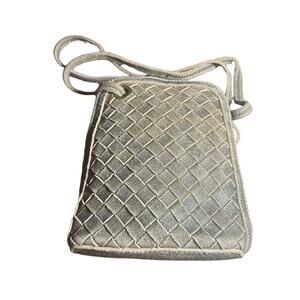 Bobo Brown Waxed Suede Leather Crossbody Phone Bag Woven Design Small Purse